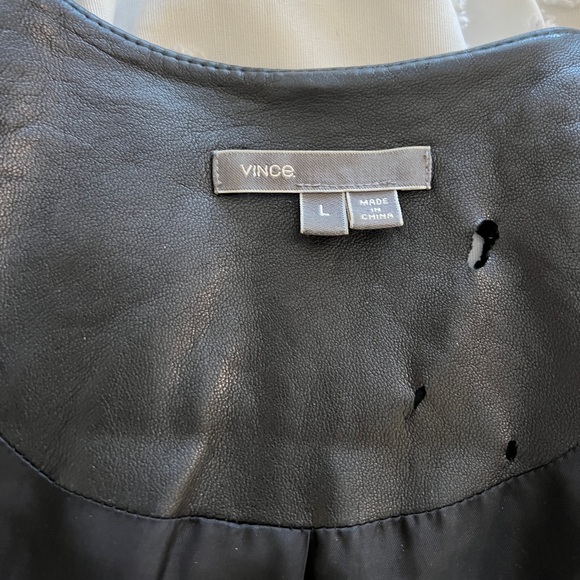 VINCE Designer Beautiful Soft Lamb Leather Contrast Point Black MOTO Jacket - Picture 15 of 15